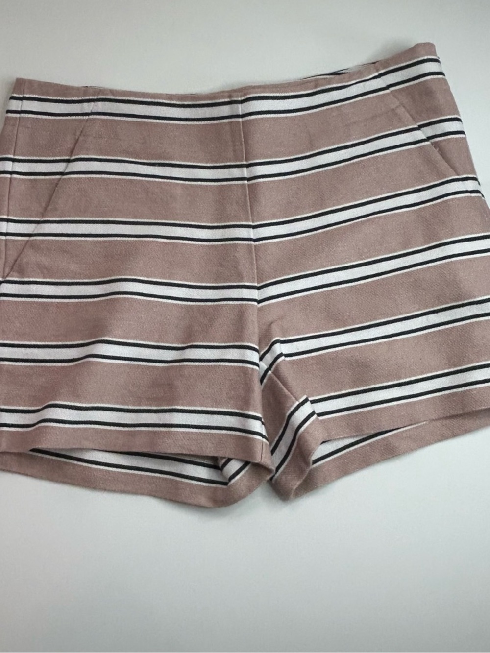 Ann Taylor LOFT Tailored Cotton Striped Shorts Adobe Rose Flirty Blush Size 6